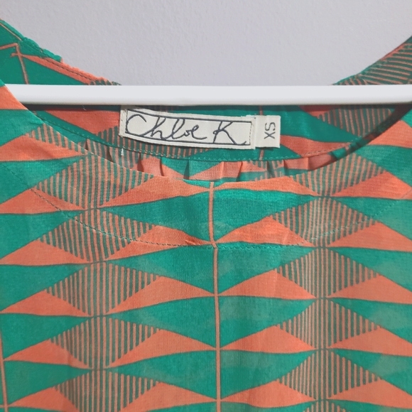 Chloe K geometric print sheer top XS - Picture 6 of 6
